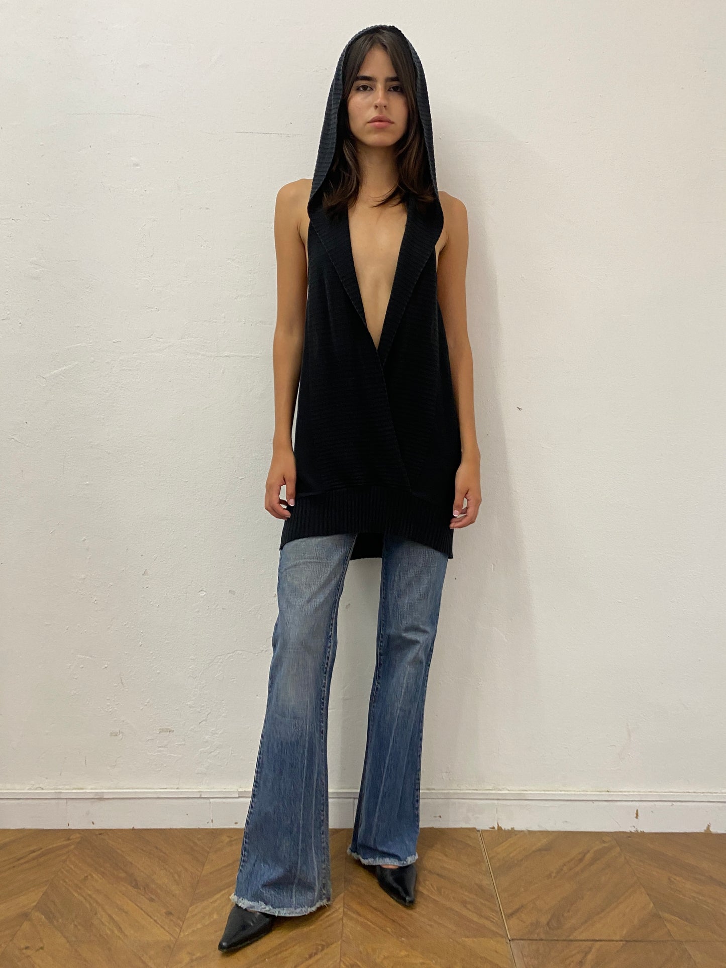 KNIT HOODED DRESS