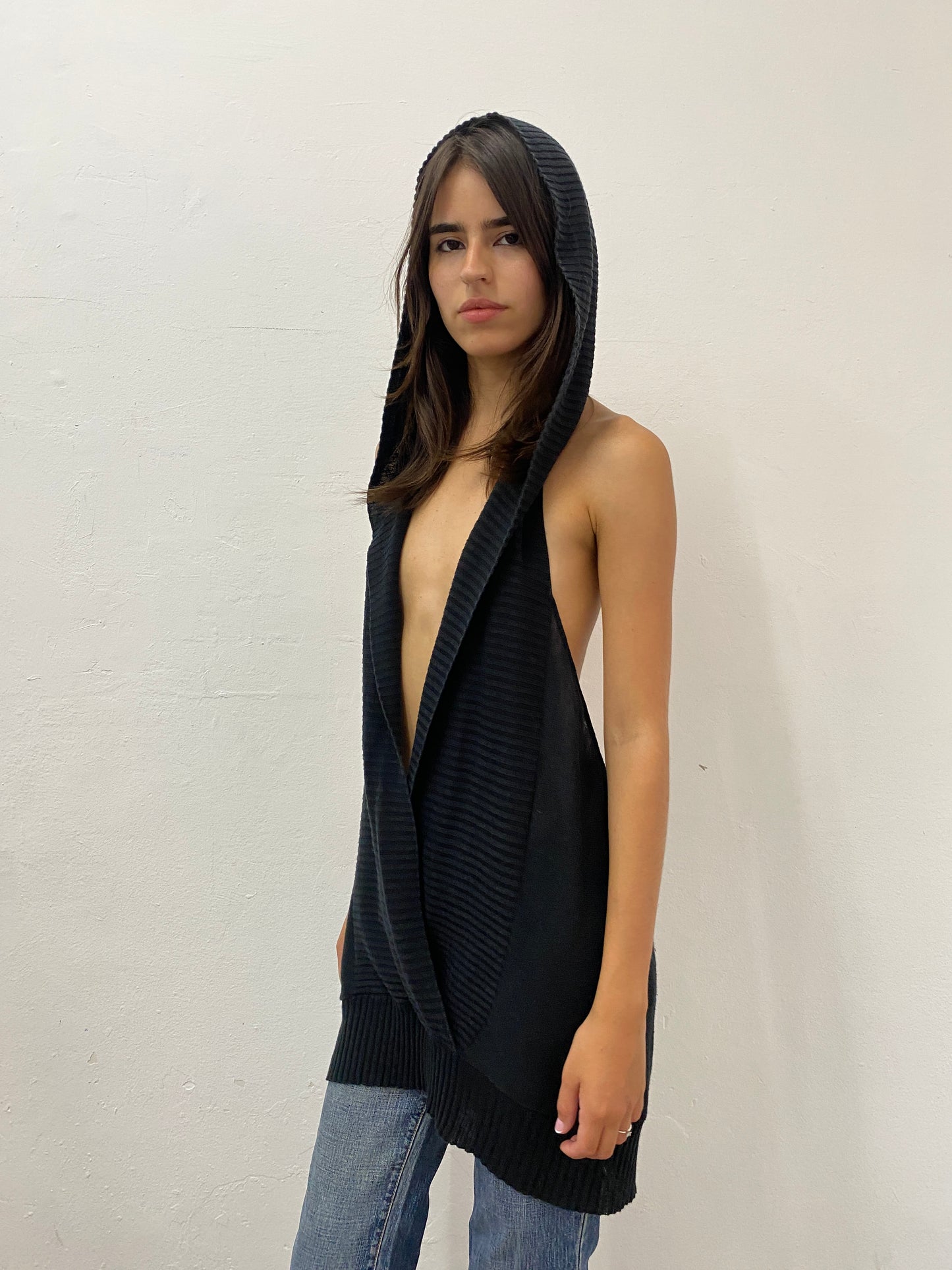 KNIT HOODED DRESS