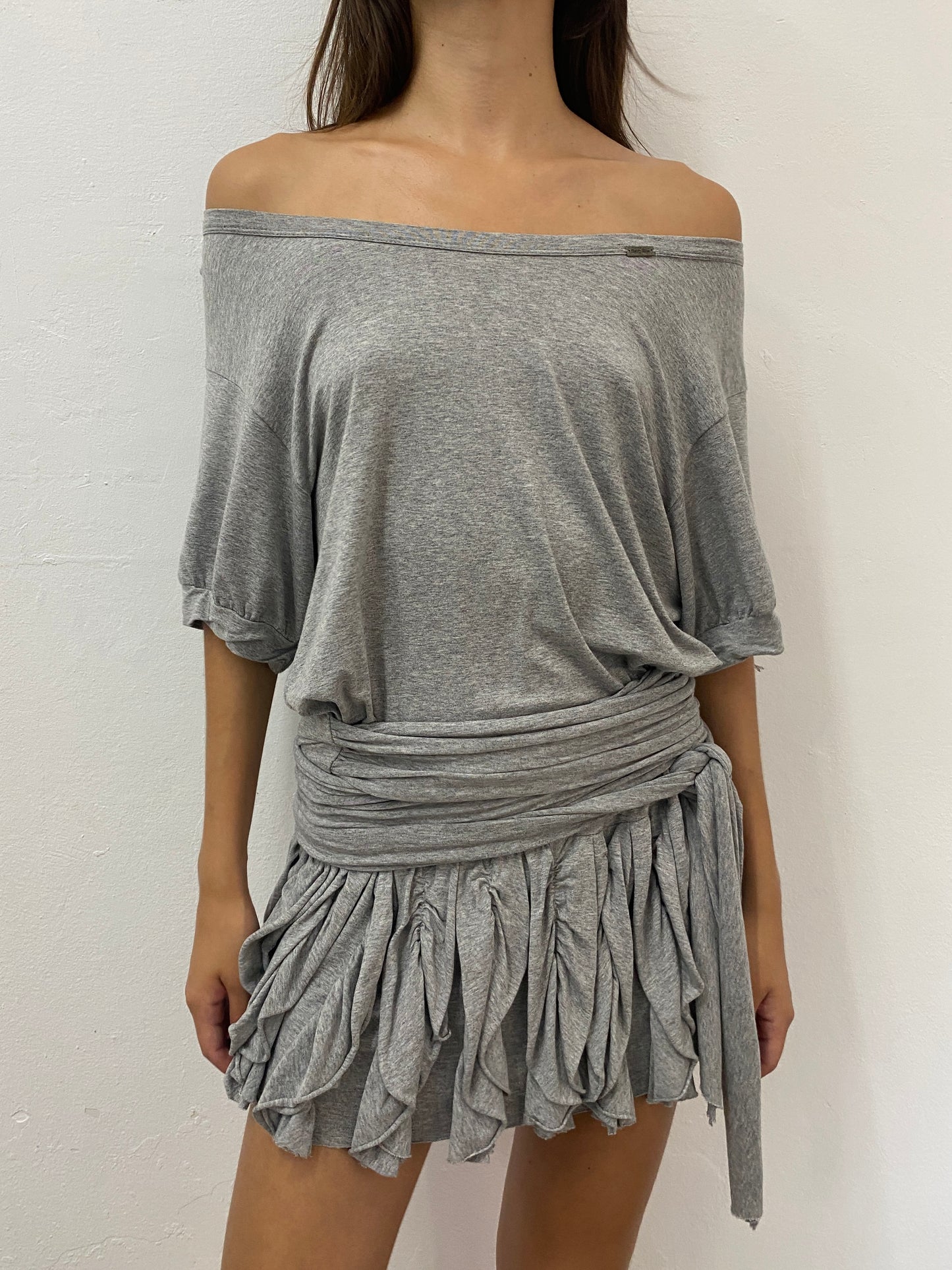 OFF-SHOULDER WRAPPED DRESS