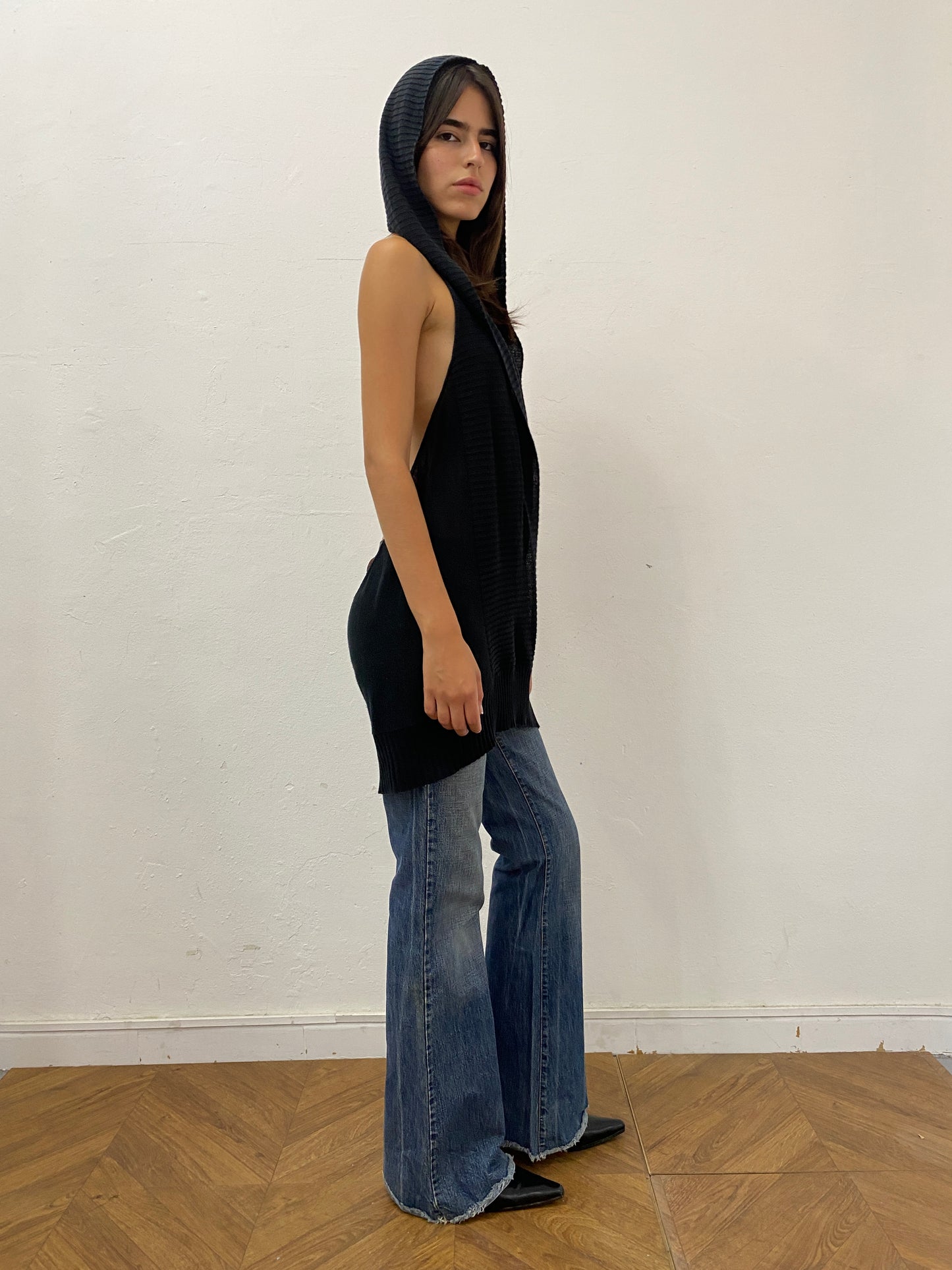 KNIT HOODED DRESS
