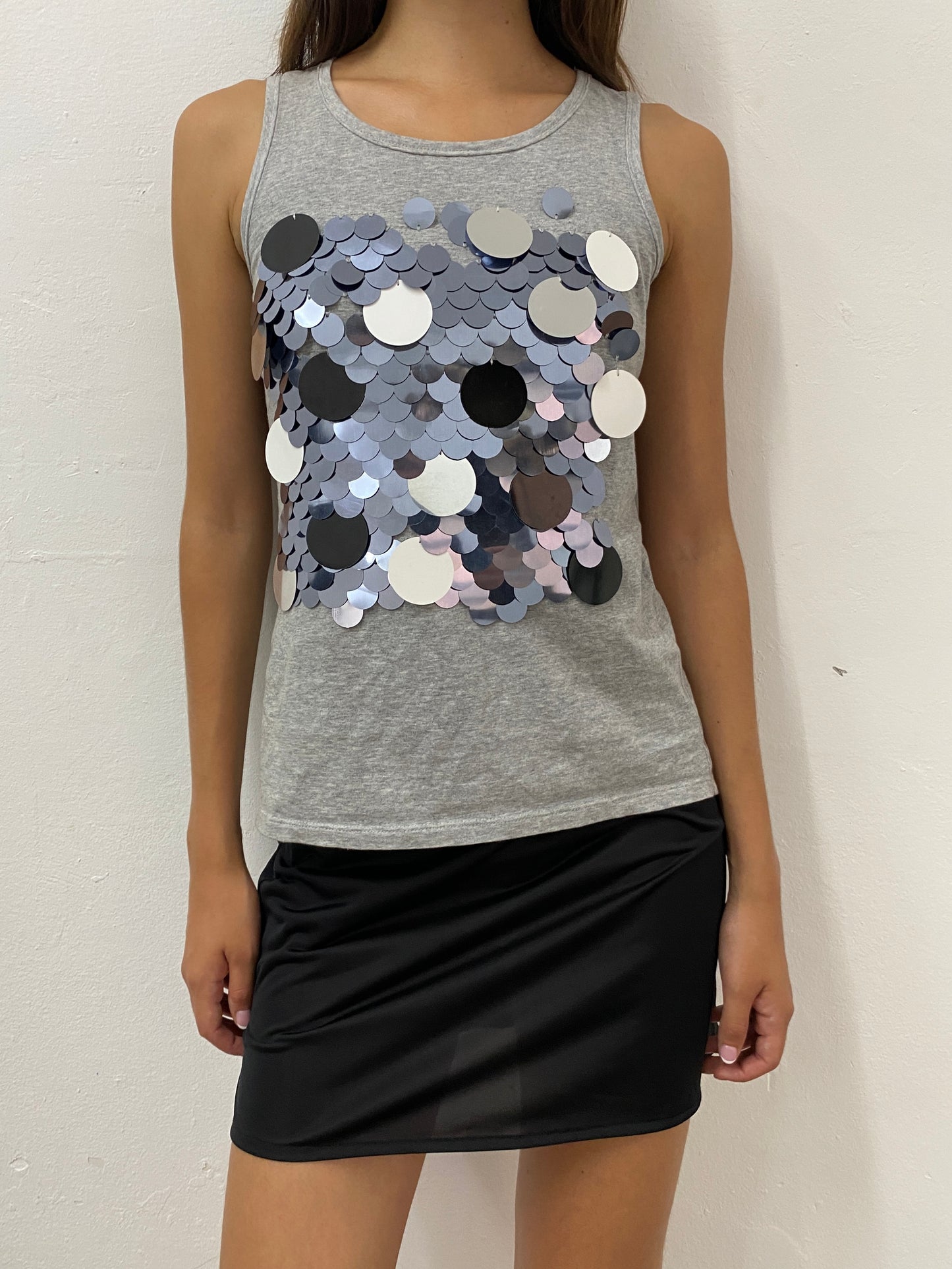 GREY SEQUIN TANK TOP