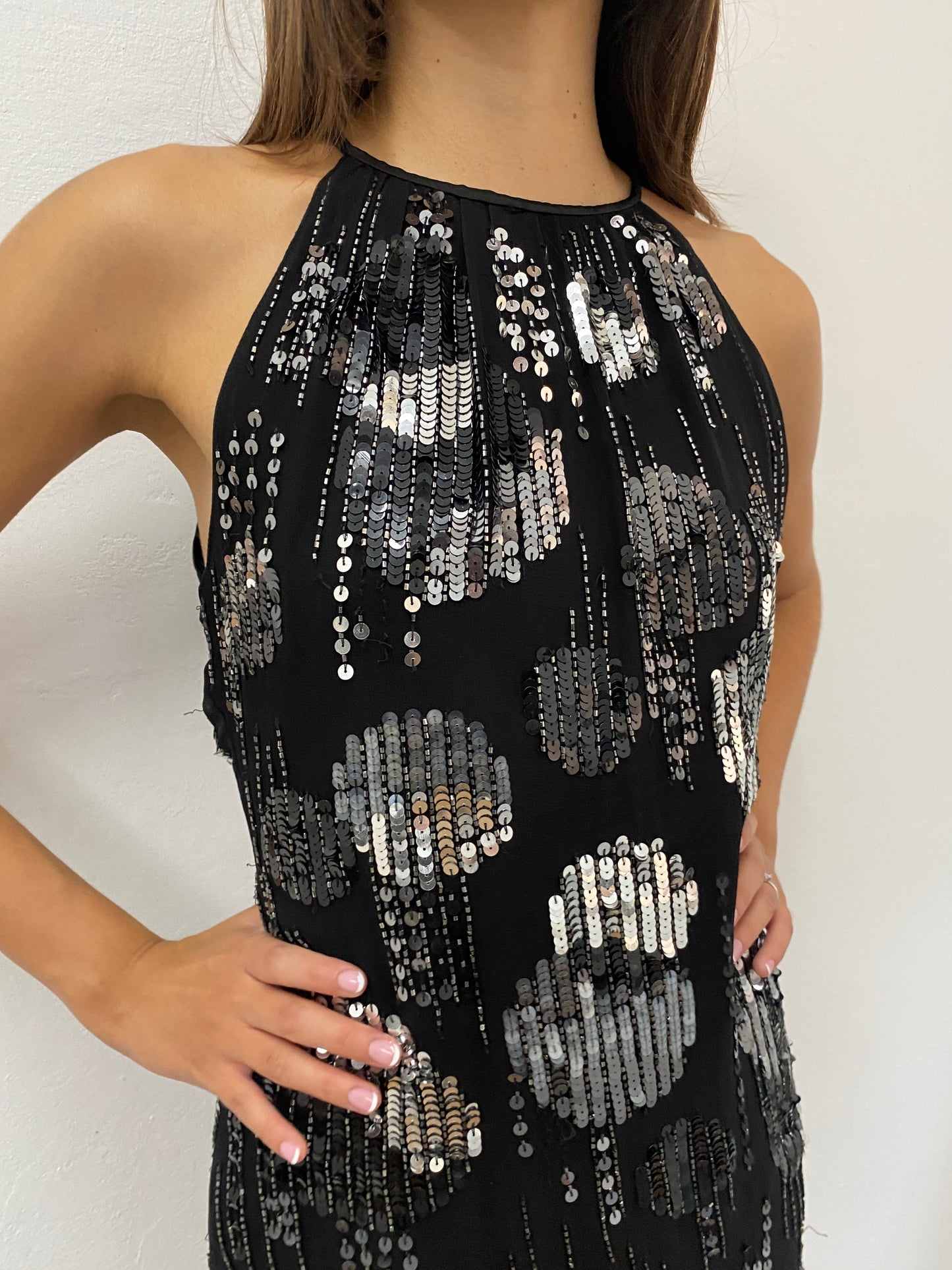 HALTER BLACK SEQUIN DRESS