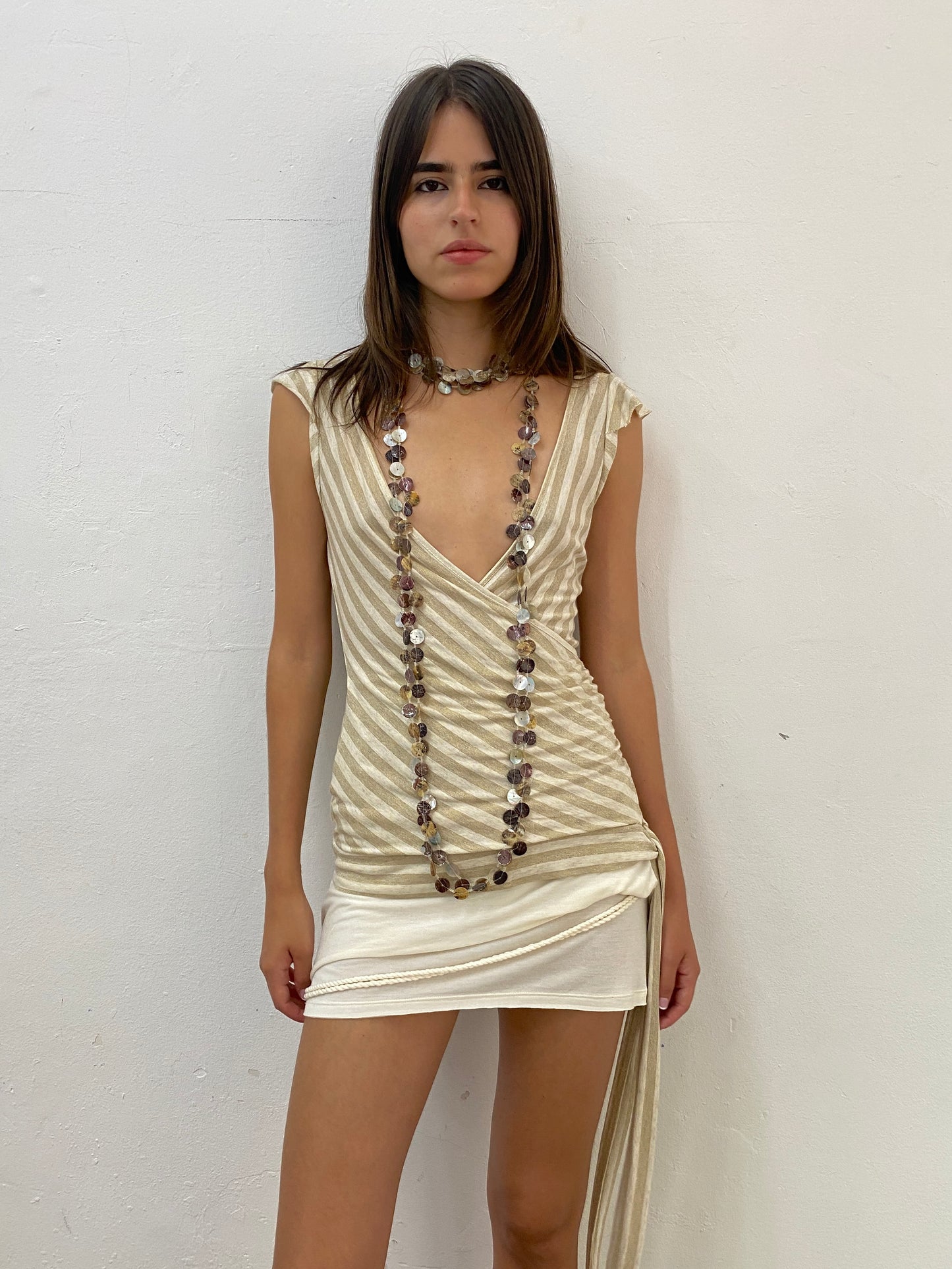 GOLD STRIPED WRAP TOP