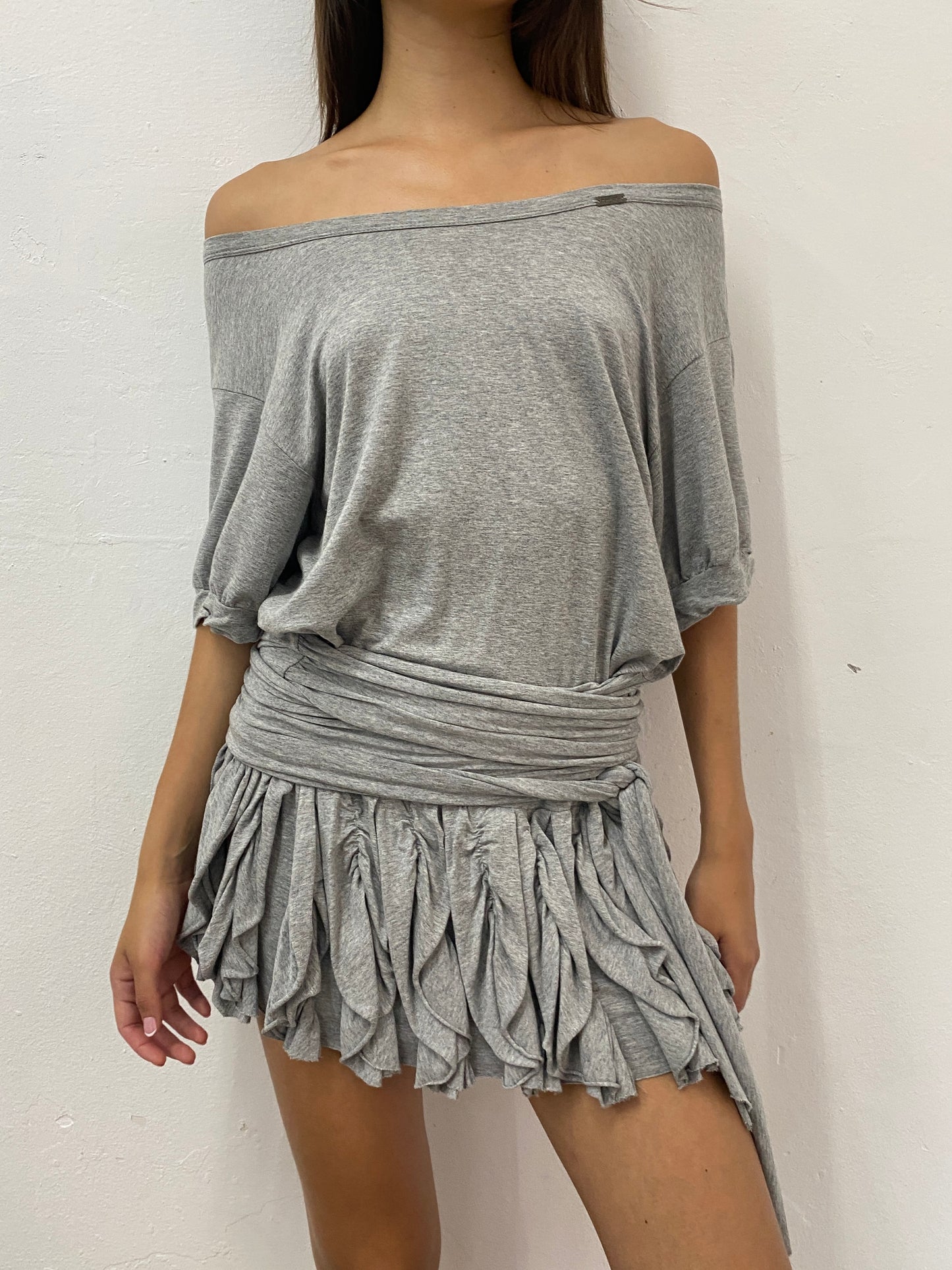 OFF-SHOULDER WRAPPED DRESS