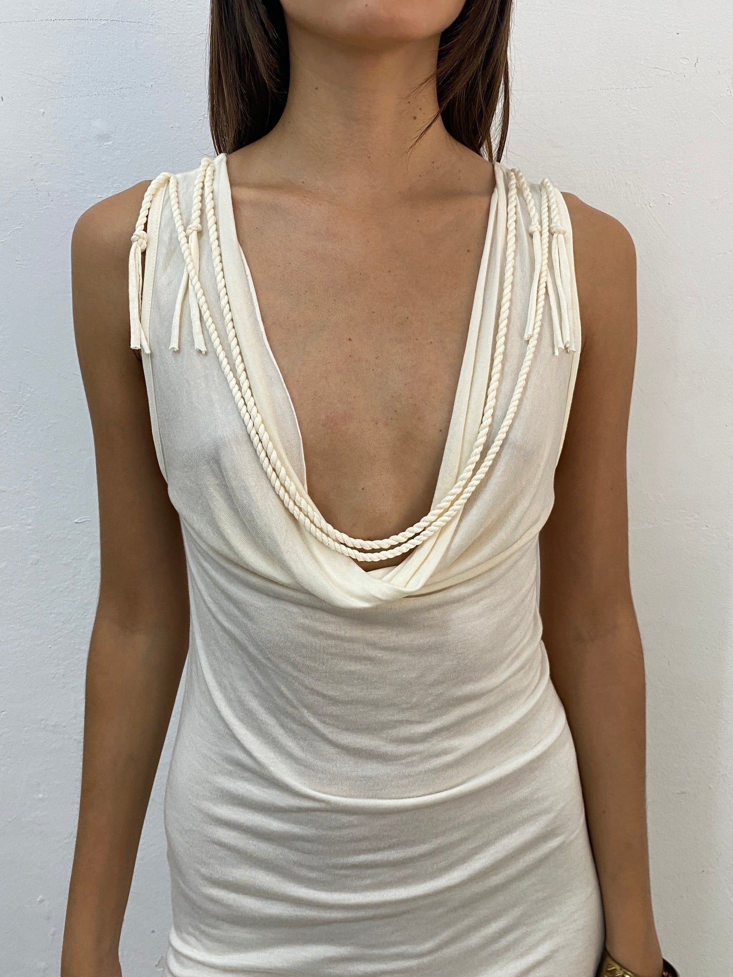 DRESS WITH CORD STRAP DETAIL