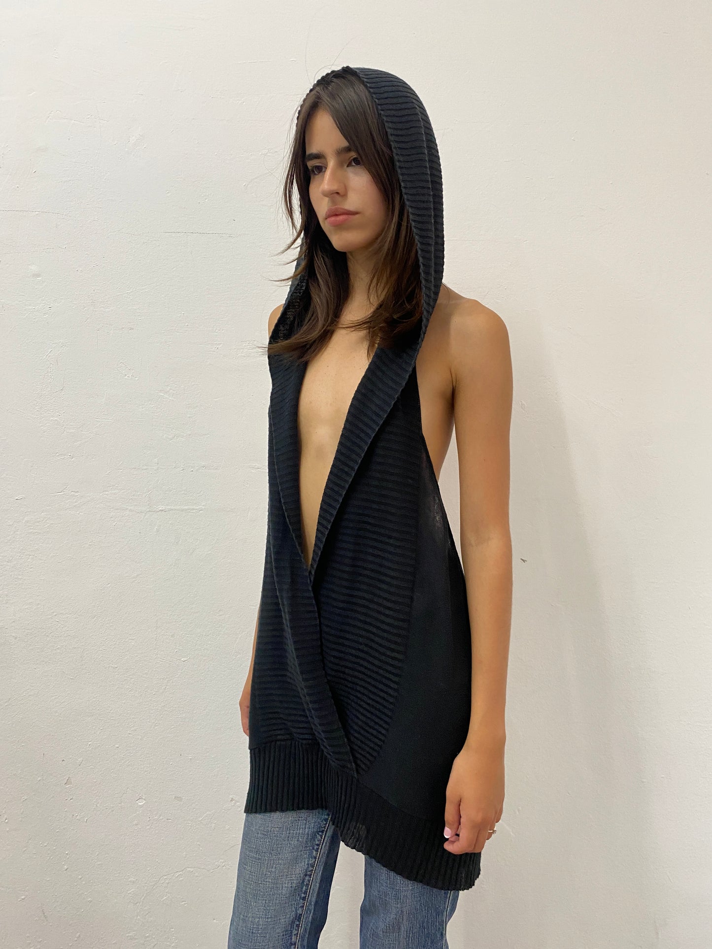 KNIT HOODED DRESS