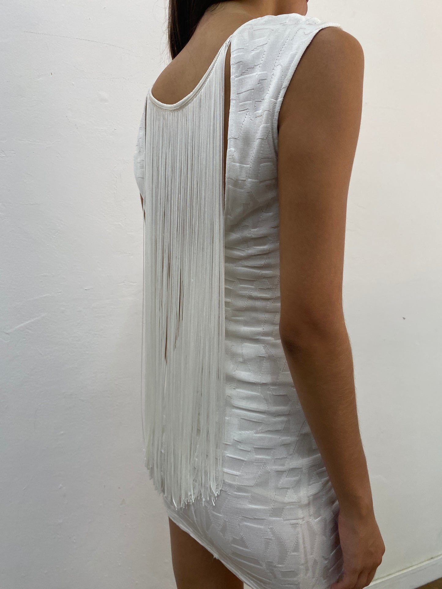 FRINGE BACK MINI DRESS
