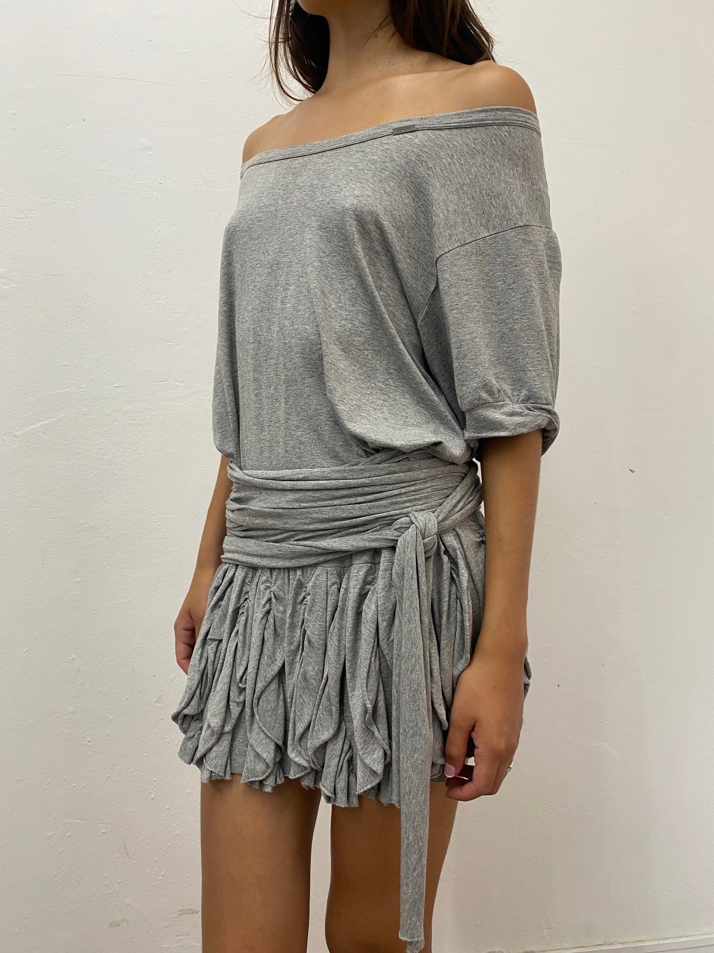 OFF-SHOULDER WRAPPED DRESS