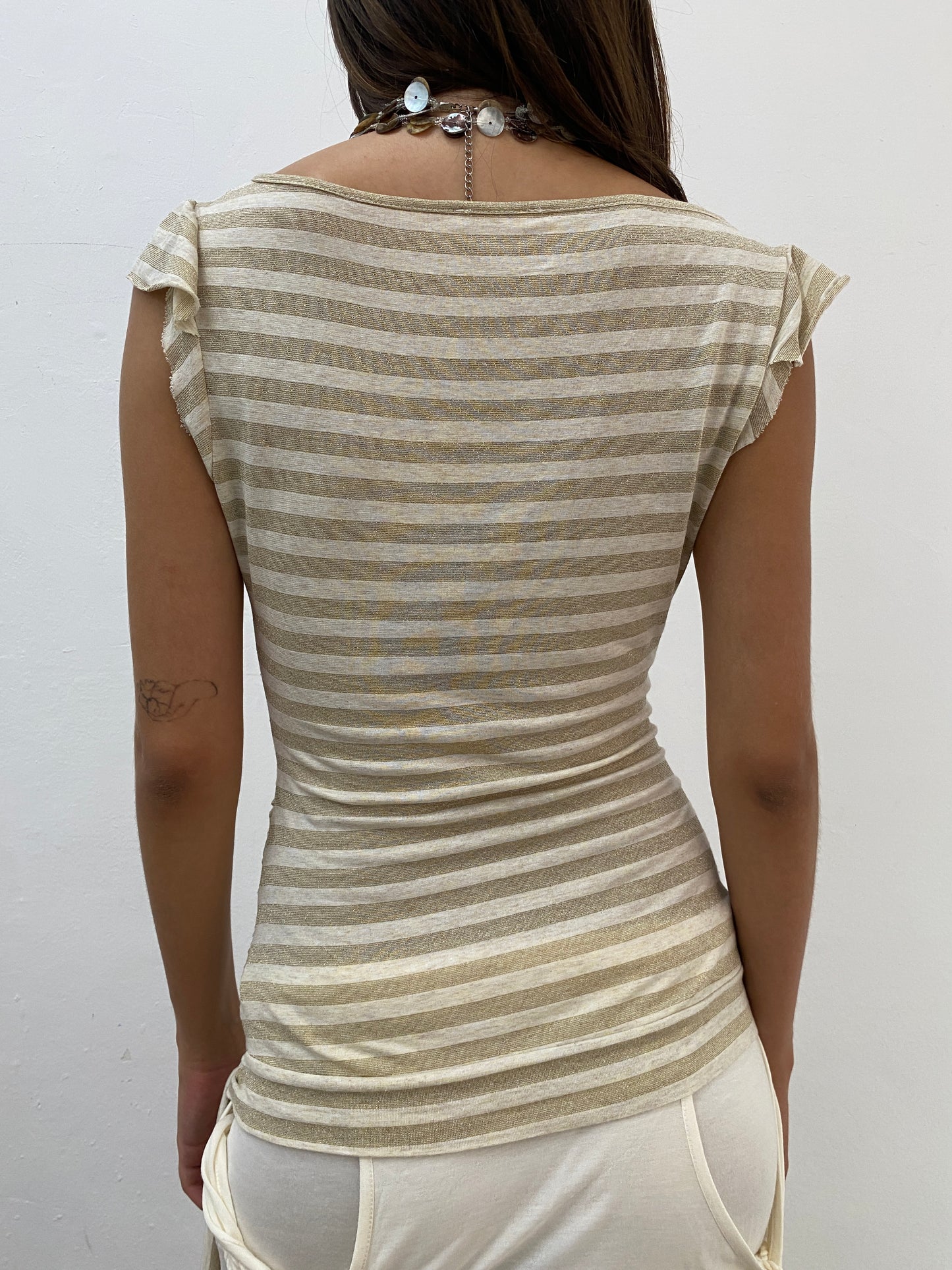 GOLD STRIPED WRAP TOP