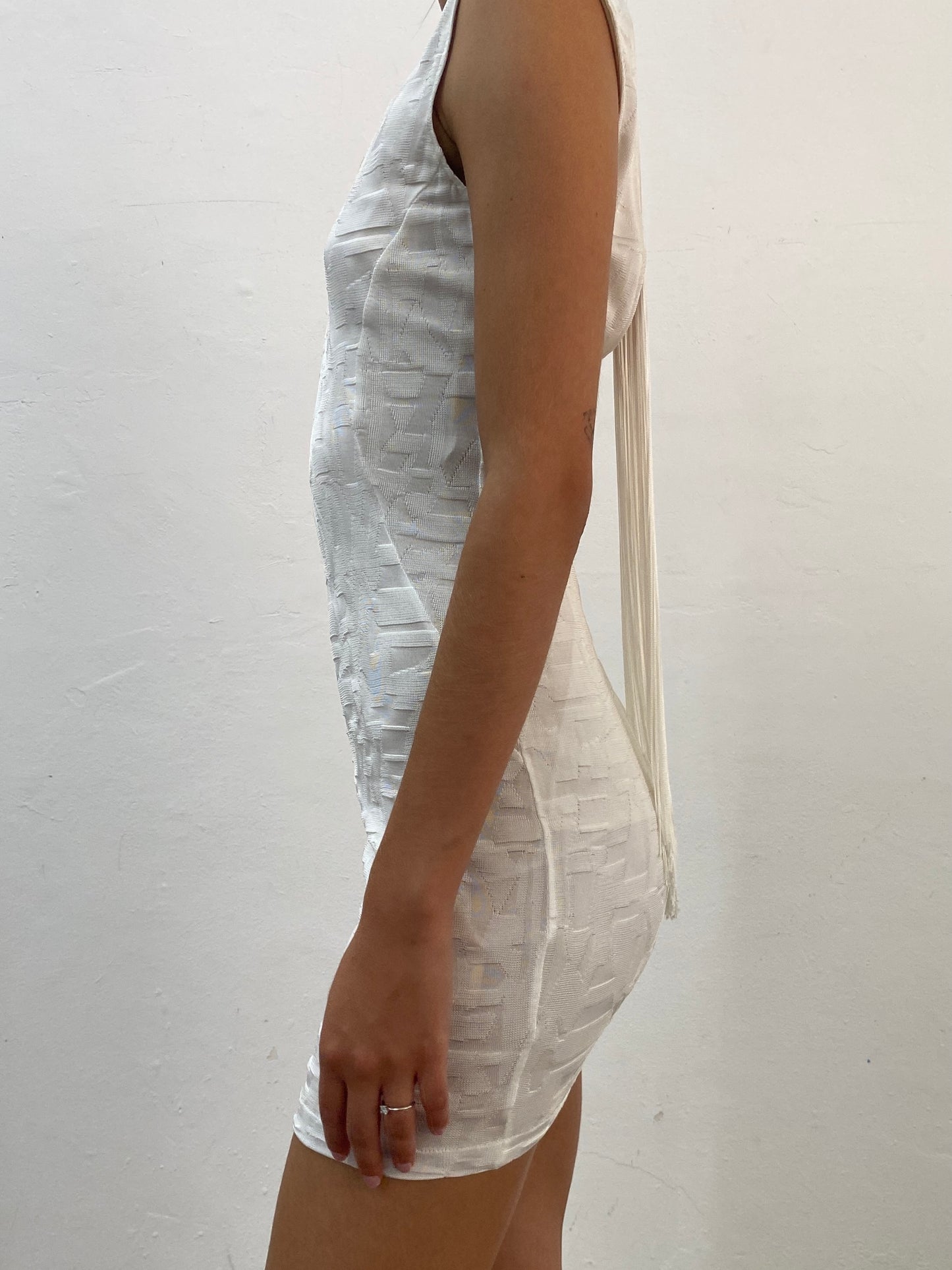 FRINGE BACK MINI DRESS