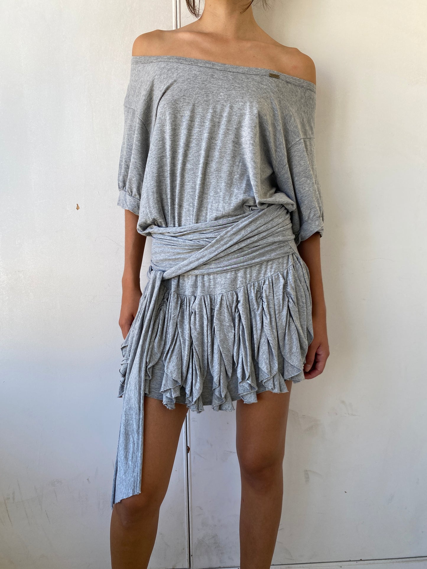 OFF-SHOULDER WRAPPED DRESS