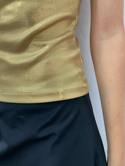 GOLD HALTER DRAPED TOP