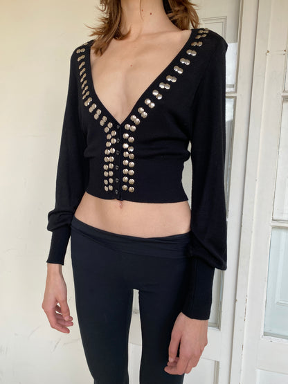 STUDDED CROP CARDIGAN
