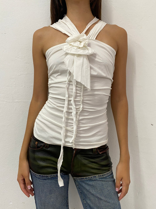 ROSETTE HALTER TOP
