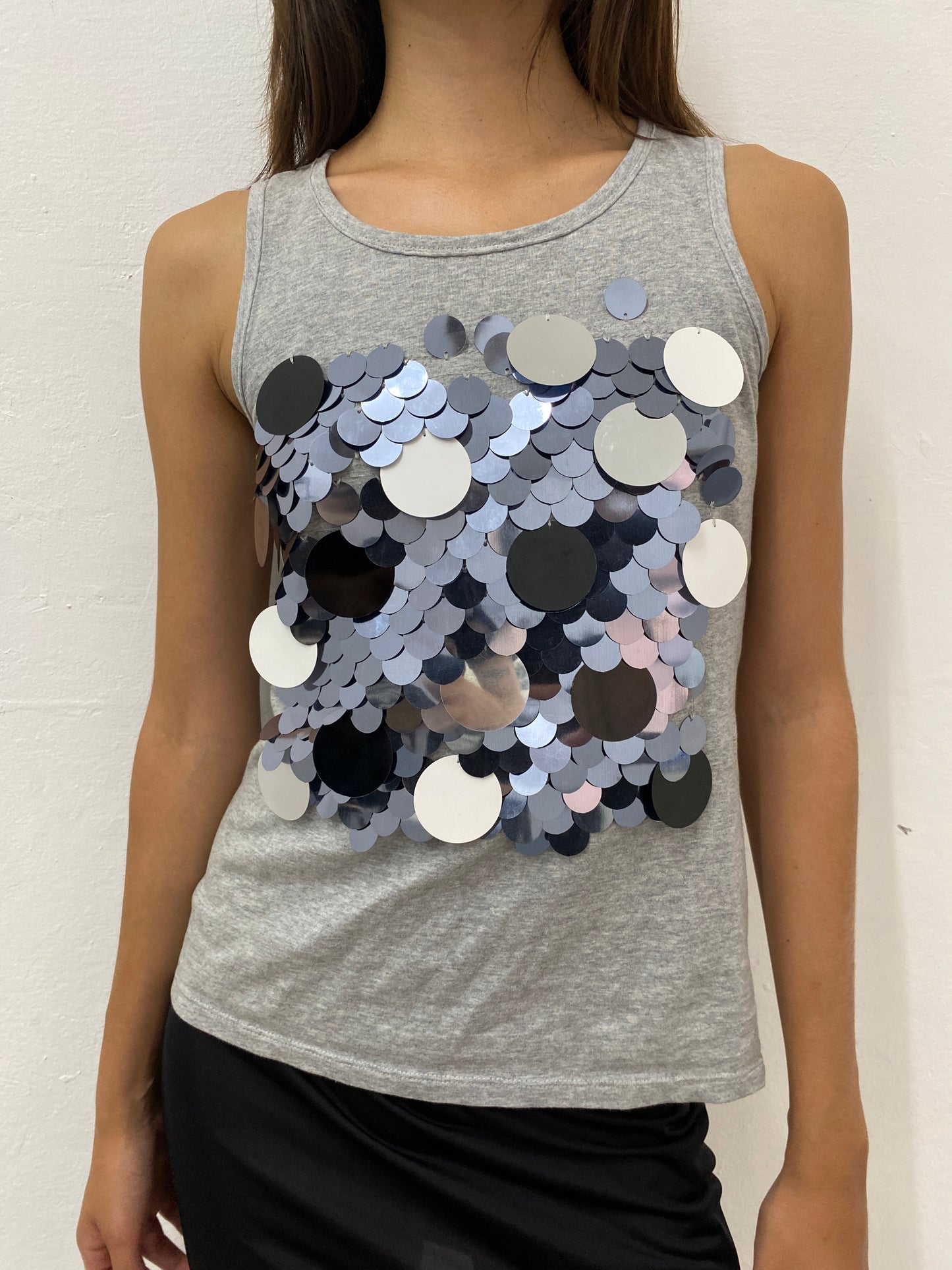 GREY SEQUIN TANK TOP