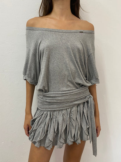 OFF-SHOULDER WRAPPED DRESS