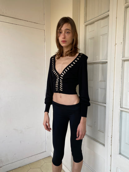 STUDDED CROP CARDIGAN