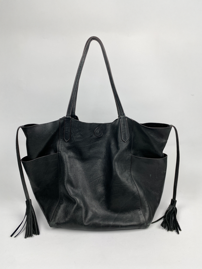 BLACK LEATHER TOTE BAG