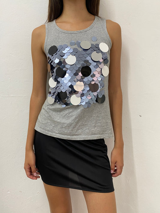 GREY SEQUIN TANK TOP