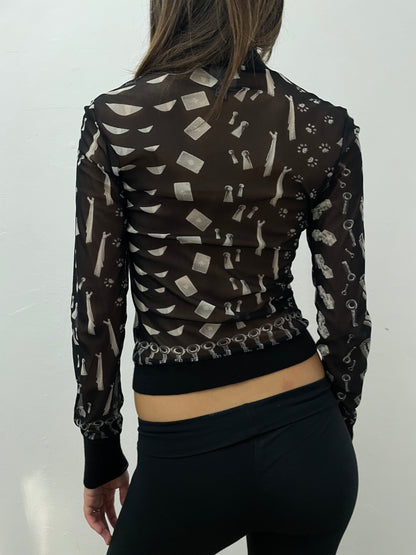 GRAPHIC PRINT MESH ZIP-UP JACKET