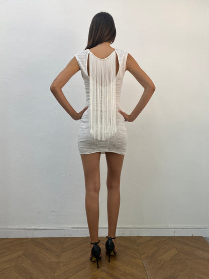 FRINGE BACK MINI DRESS