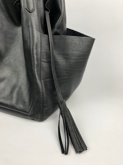 BLACK LEATHER TOTE BAG
