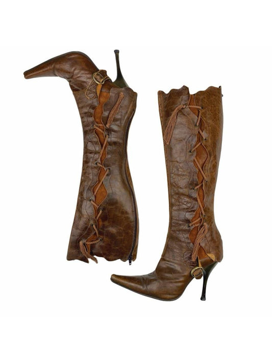 LEATHER HIGH HEELS BOOTS