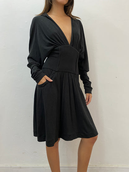 SCULPTURAL HOODED JERSEY DRESS
