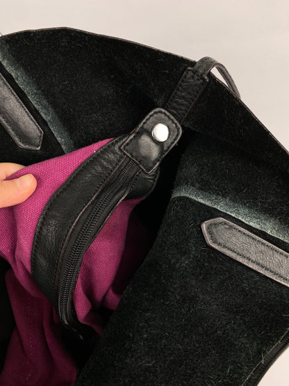 BLACK LEATHER TOTE BAG