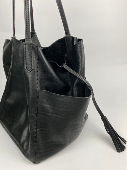 BLACK LEATHER TOTE BAG