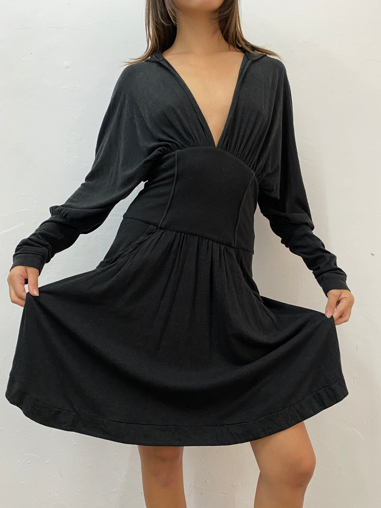 SCULPTURAL HOODED JERSEY DRESS