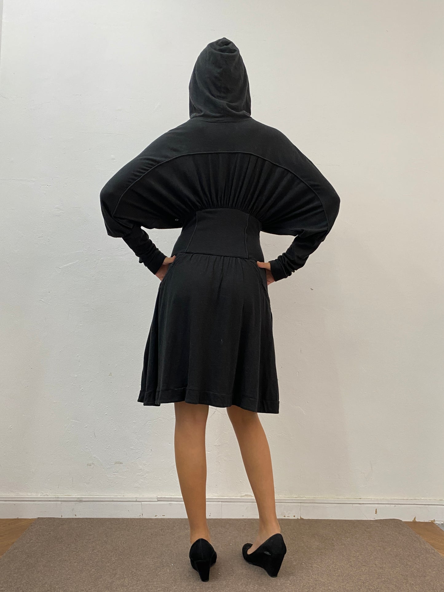 SCULPTURAL HOODED JERSEY DRESS