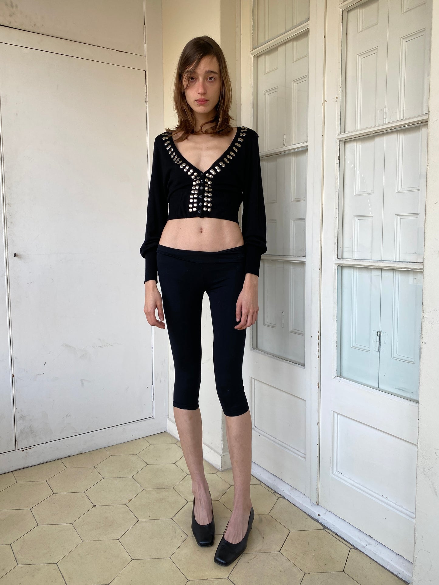 STUDDED CROP CARDIGAN