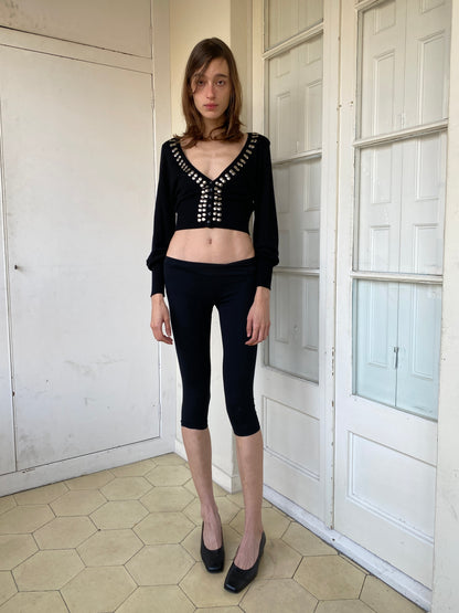 STUDDED CROP CARDIGAN
