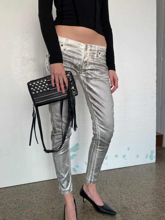 SILVER SKINNY PANTS