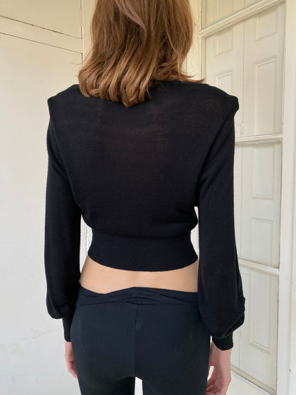 STUDDED CROP CARDIGAN